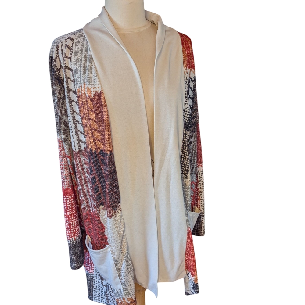 LILY Women's Multicolor Open Front Sweater Patchwork